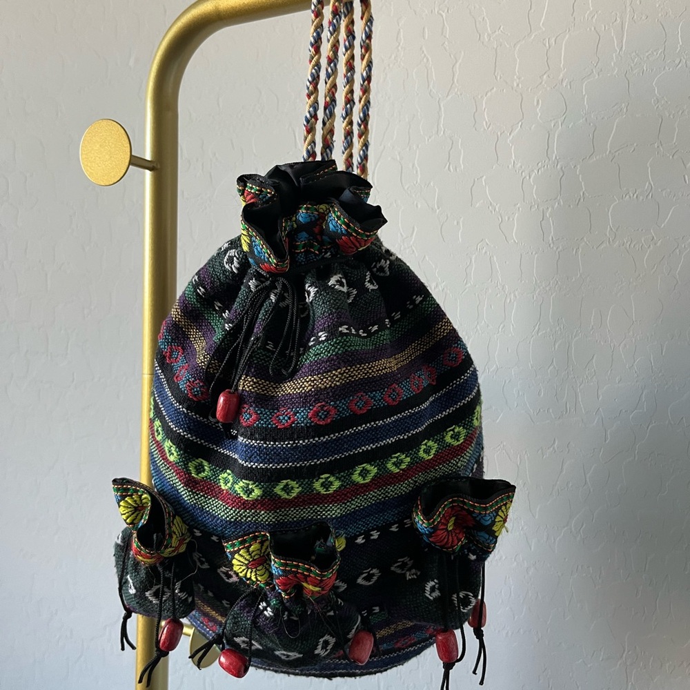 Colorful Patterned Backpack with Drawstring Pouches - Picture 5 of 7